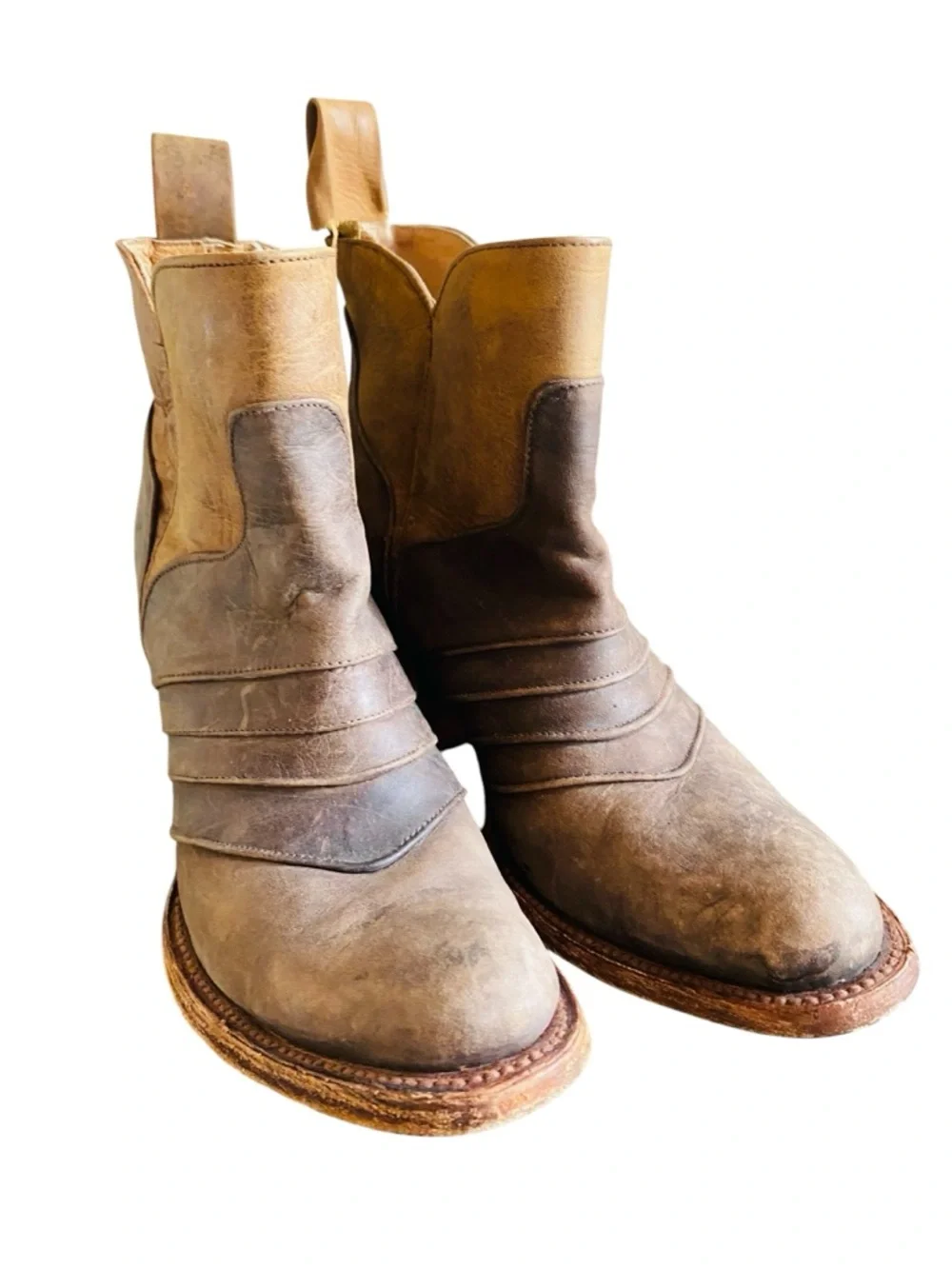 Corral Circle G Distressed Chocolate Women's 8 Ankle Boots Booties Pull on L5236 - Picture 5 of 12